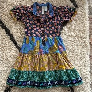 Charming Multicolor Kids Dress with Floral Patterns